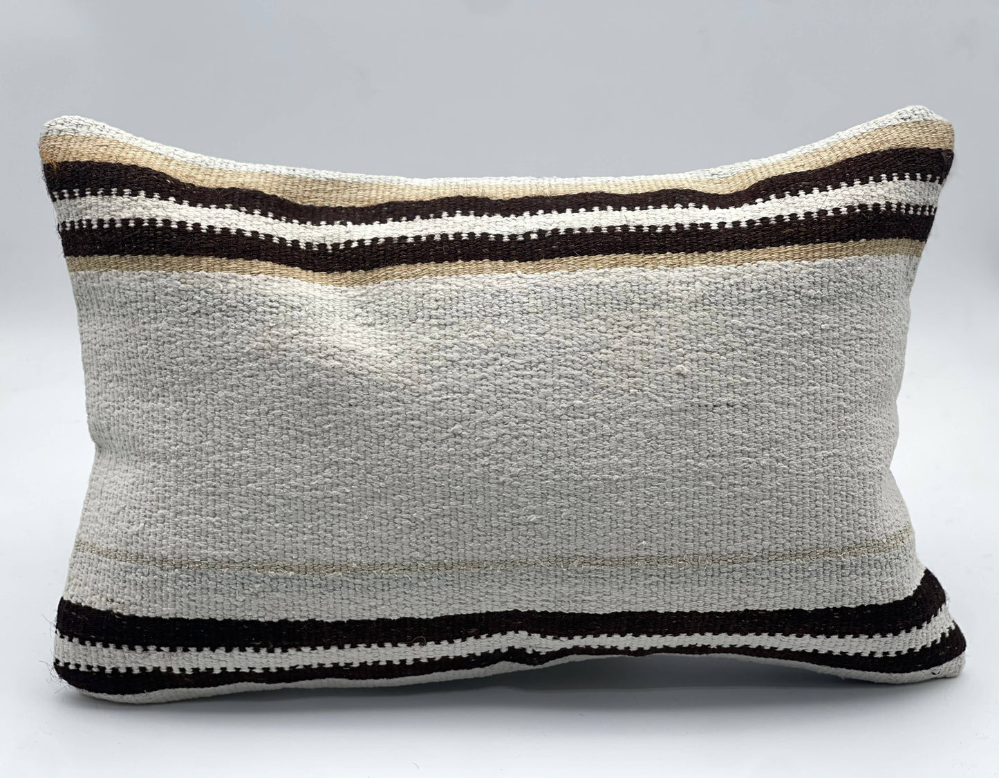 White Turkish Kilim Pillow Cover | 12 x 24 Hemp 