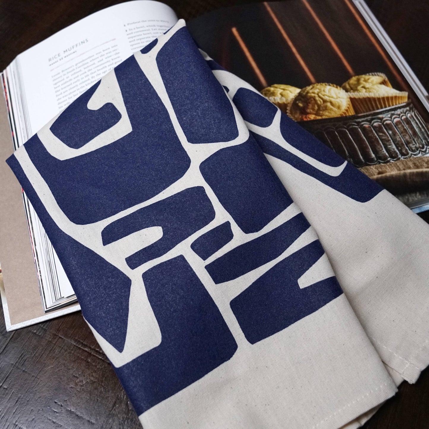 Elongated Shapes - Screen-Printed Natural Cotton Tea Towel