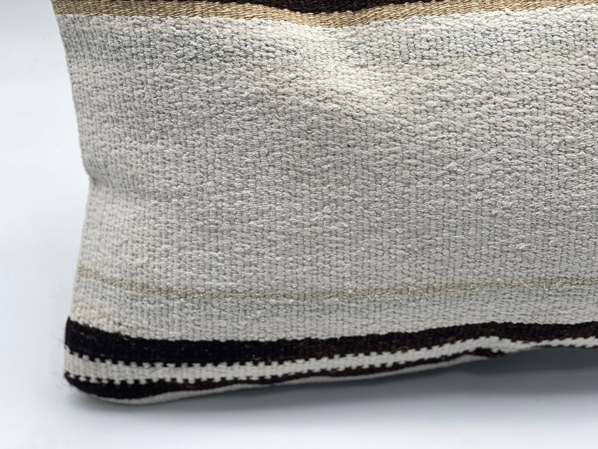 White Turkish Kilim Pillow Cover | 12 x 24 Hemp 