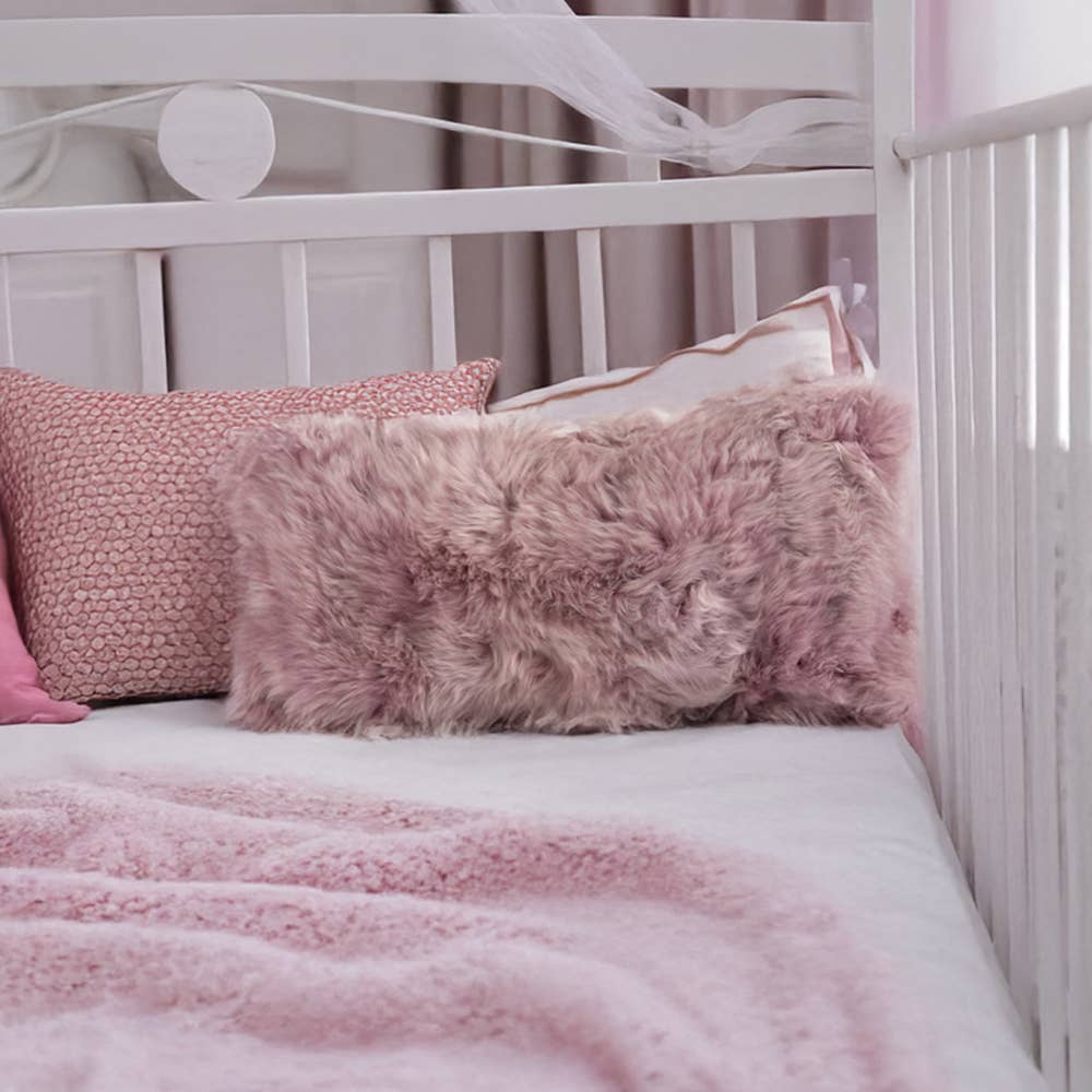 Long Wool Sheepskin Lumbar Pillow