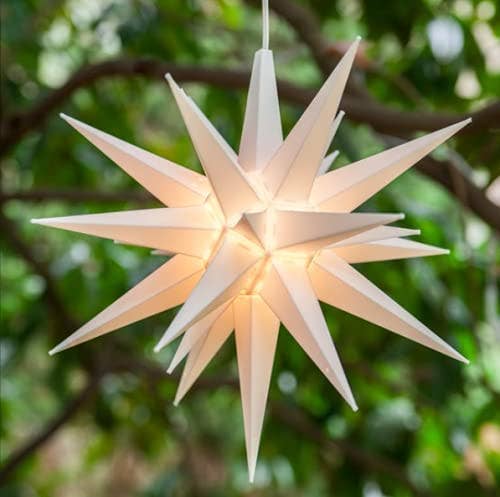 21" Large White Moravian Star - Hanging Outdoor Star Light