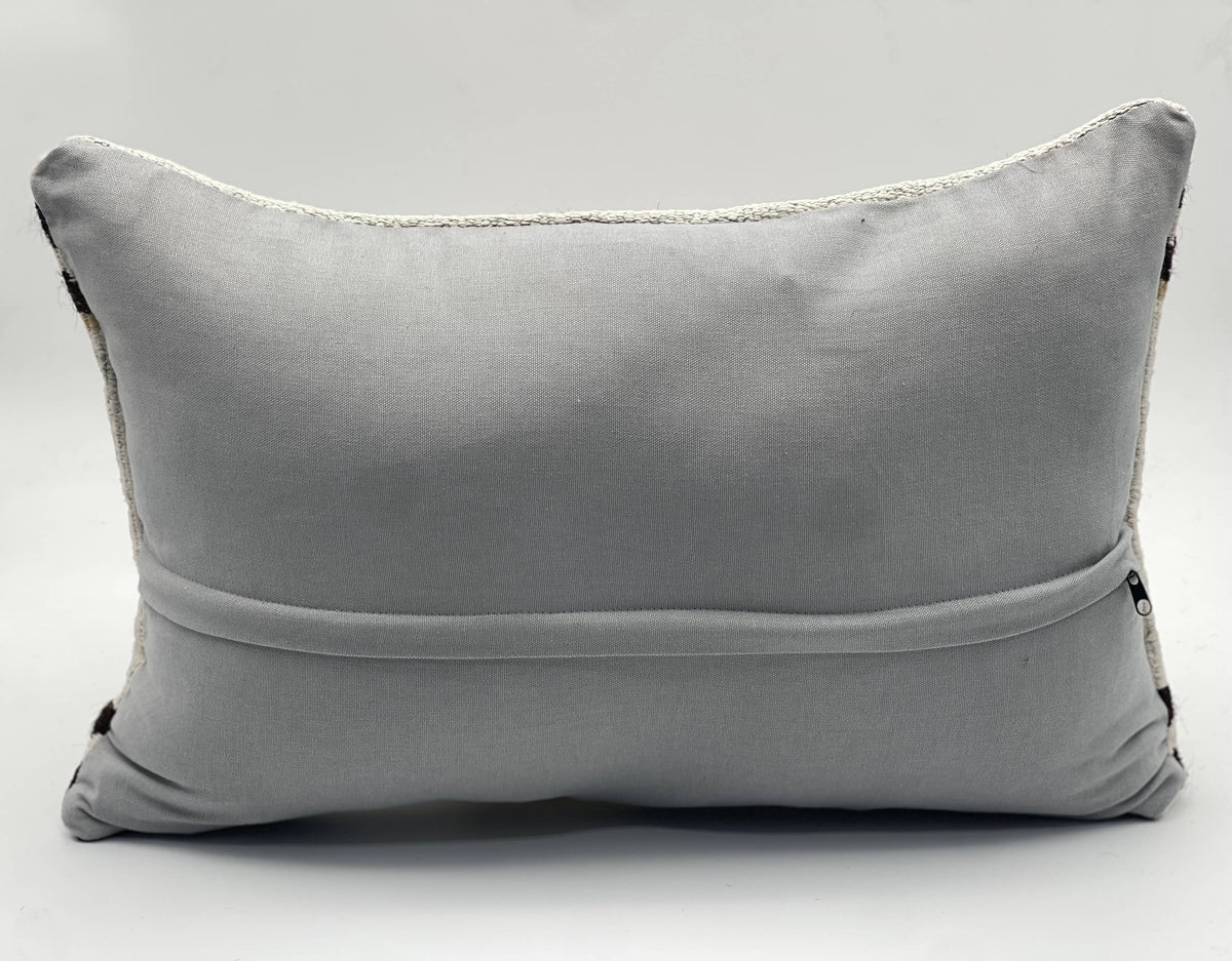 White Turkish Kilim Pillow Cover | 12 x 24 Hemp 