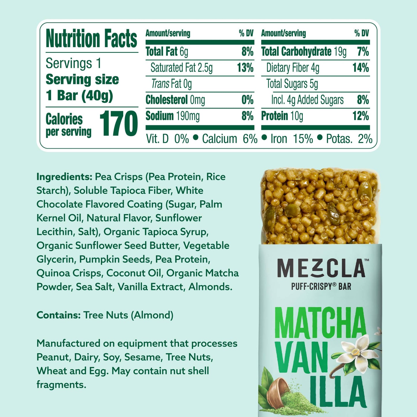 Matcha Vanilla 12 Bar Pack ($1.73 / Bar)